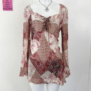 Faded Glory floral lace-up mini dress